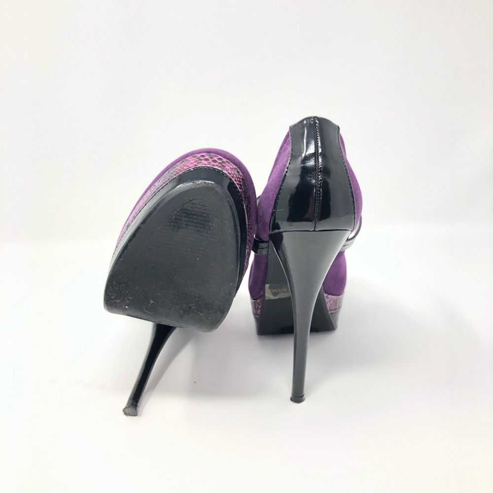 Qupid heels purple & black suede snake skin trim - Picture 3 of 5
